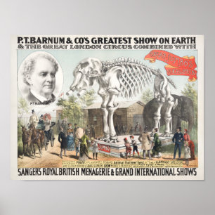 Póster Gran Esqueleto de Jumbo - Poster de Circo de P.T. 