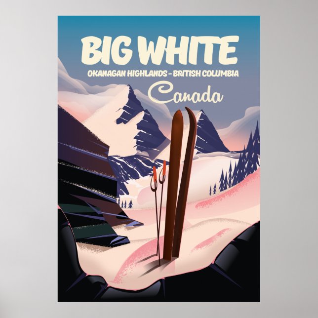 Póster Gran esquí de Columbia Británica Canadá. (Frente)