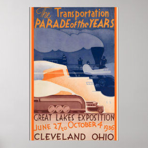 Póster Gran Exposición de los Grandes Lagos 1936 Clevelan