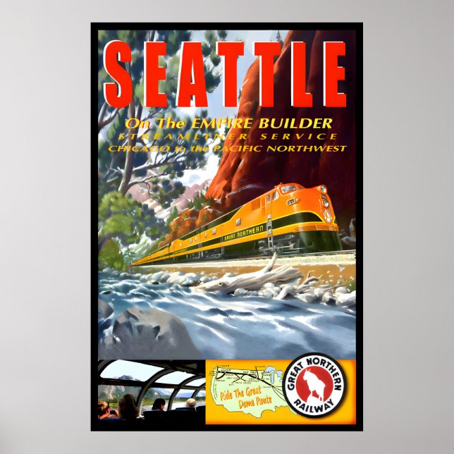 Póster Gran Ferrocarril del Norte EMPIRE BUILDER Tren Nue (Frente)