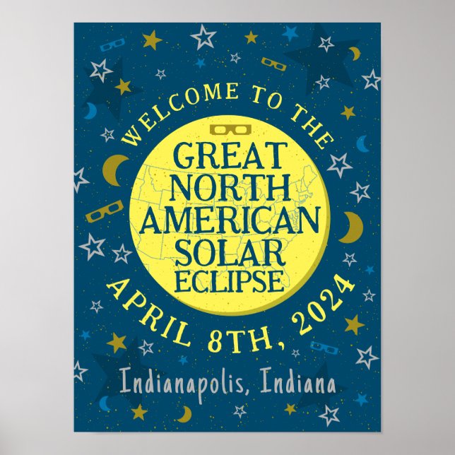 Póster Gran Fiesta del Eclipse Solar Norteamericano de Ab (Frente)