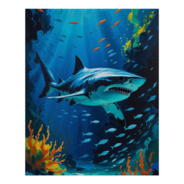 Póster Gran foto vibrante de pintura del Océano del Tibur