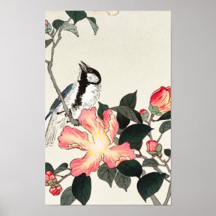 Póster Gran garabato sobre las flores rosas de Ohara Koso