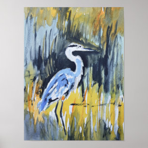 Póster Gran Garza Azul Marismeña Expresionista