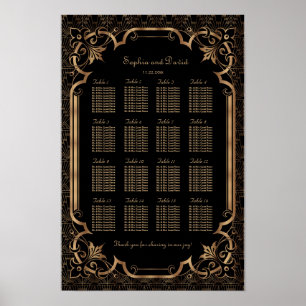 Póster Gran Gatsby de color negro Glam Art Deco 20