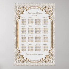 Póster Gran Gatsby de oro blanco gráfico de asientos Art