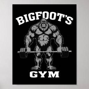 Póster Gran Gimnasio Funny Sasquatch Bodybuilding Weightl