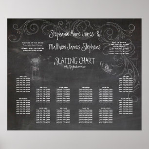 PÓSTER GRAN GRÁFICO DE ASIENTOS DE CHALKBOARD MASON JAR