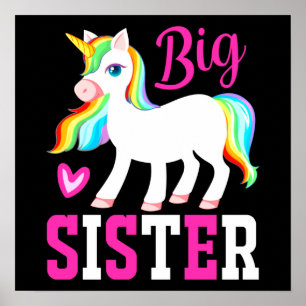 Póster Gran Hermana Magia Unicornio con Arcoiris Mano y C