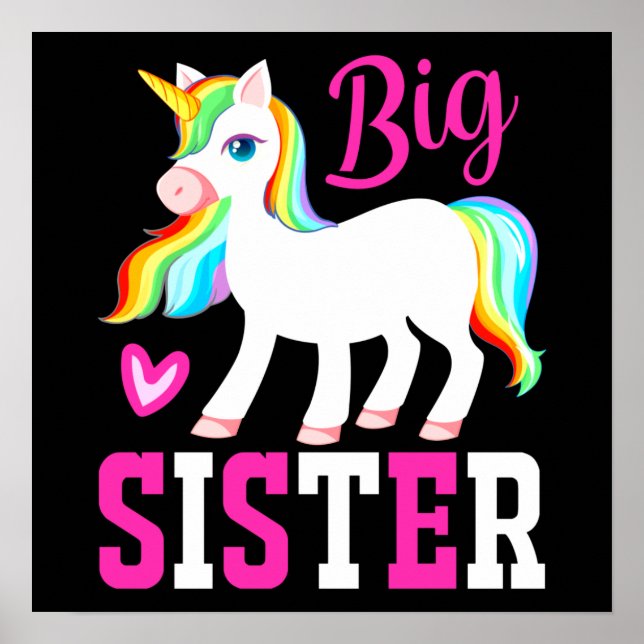 Póster Gran Hermana Magia Unicornio con Arcoiris Mano y C (Frente)