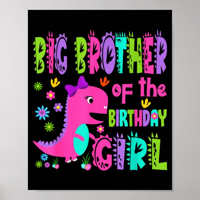 Póster Gran hermano de la cumpleañera saurus rex (Frente)