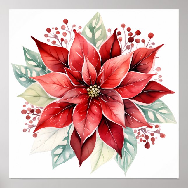 Póster Gran Hermosa Flor de Navidades de la Poinsettia Ro (Frente)