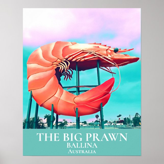 Póster Gran icono de viajes Prawn Ballina Australia (Frente)