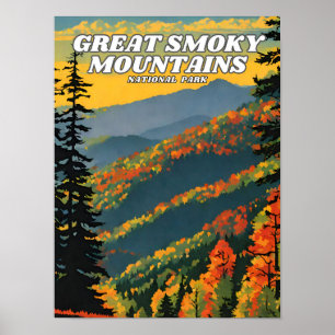 Póster Gran ilustracion del Parque Nacional de las Montañ