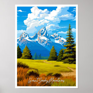 Póster Gran ilustracion humeante Viaje Viaje Viaje Viejo