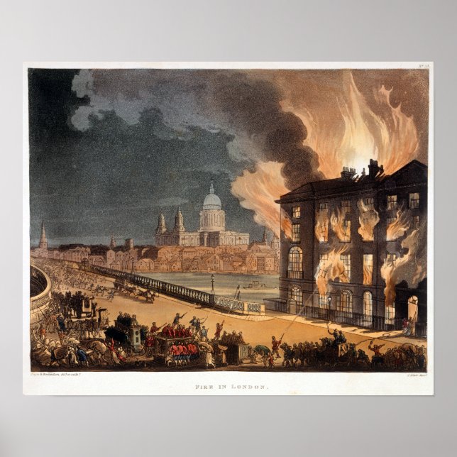 Póster Gran incendio vintage en Londres (Frente)