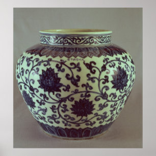 Póster Gran jarrón azul y blanco Ming