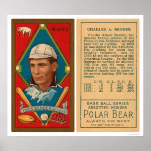Póster Gran Jefe Bender Athletics Baseball 1911