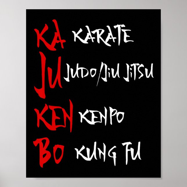 Póster Gran Kajukenbo luchando contra Karate Judo Kenpo K (Frente)