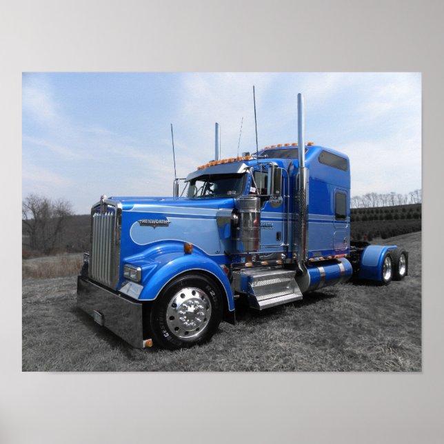 Póster Gran Kenworth azul W900L (Frente)