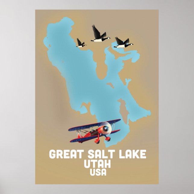 Póster Gran lago salado, afiche de viaje de Utah (Frente)