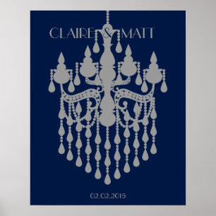 Póster Gran libro de invitados de boda de candelabros de 