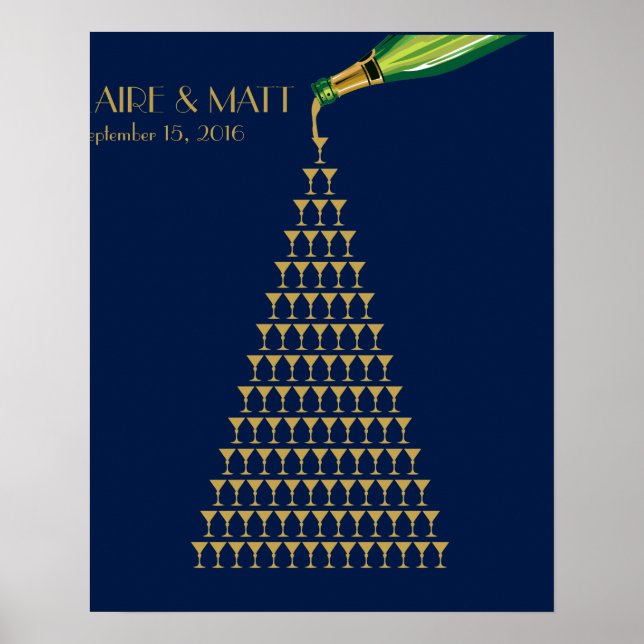 Póster Gran libro de invitados de boda Gatsby Art Deco (Frente)