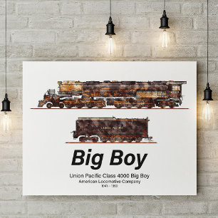 Póster Gran Locomotora de Vapor Vintage Big Boy Americana