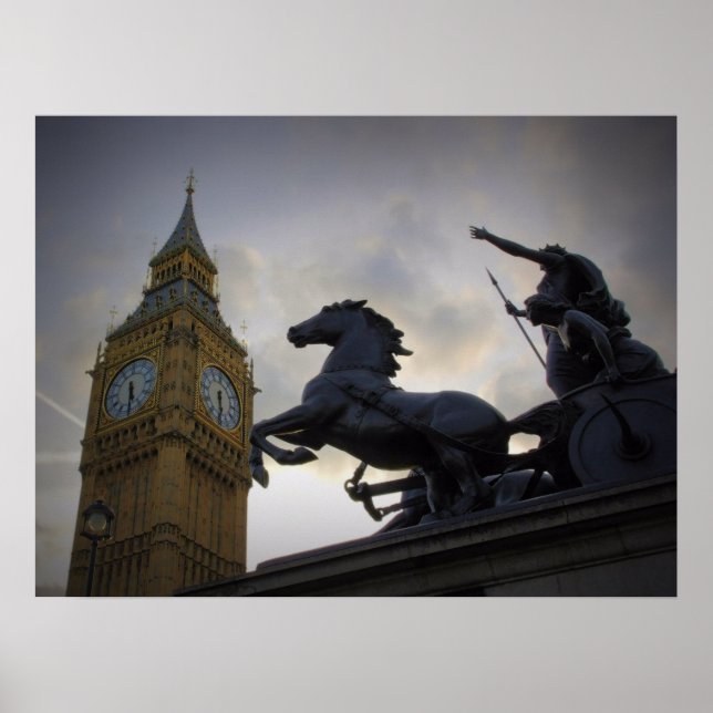 Póster Gran Londres - Estatua Boadicea - Gran Poster Ben (Frente)