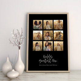 Póster Gran Mamá negro multifoto elegante