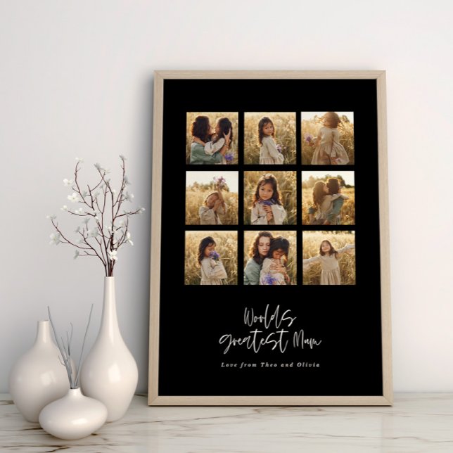 Póster Gran Mamá negro multifoto elegante (Subido por el creador)