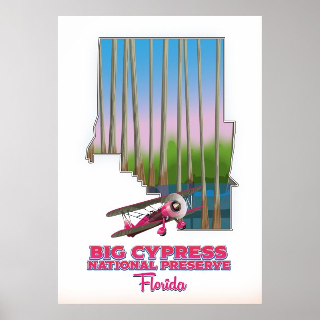 Póster Gran mapa del parque nacional Big Cypress Florida (Frente)