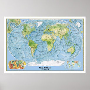 Póster Gran mapa físico del poster mundial
