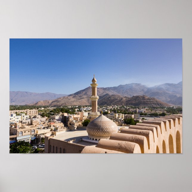 Póster Gran mezquita y minarete en Nizwa - Omán (Frente)