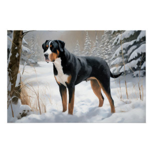 Póster Gran Montaña Suiza deja que nieve Navidades