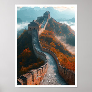 Póster Gran muralla de China hermoso lugar turístico