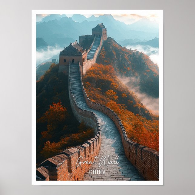 Póster Gran muralla de China hermoso lugar turístico (Frente)
