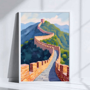 Póster Gran Muralla de China Pintura de Viaje 