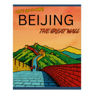 Póster Gran Muralla Pekín China viaje 