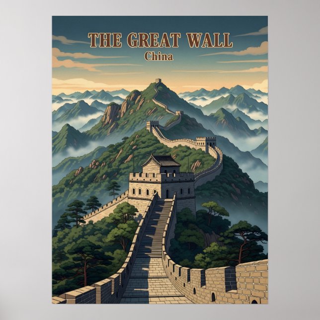 Póster gran muro sinuoso de China (Frente)