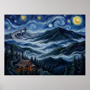 Póster Gran Noche Estrellada de las Montañas Smoky