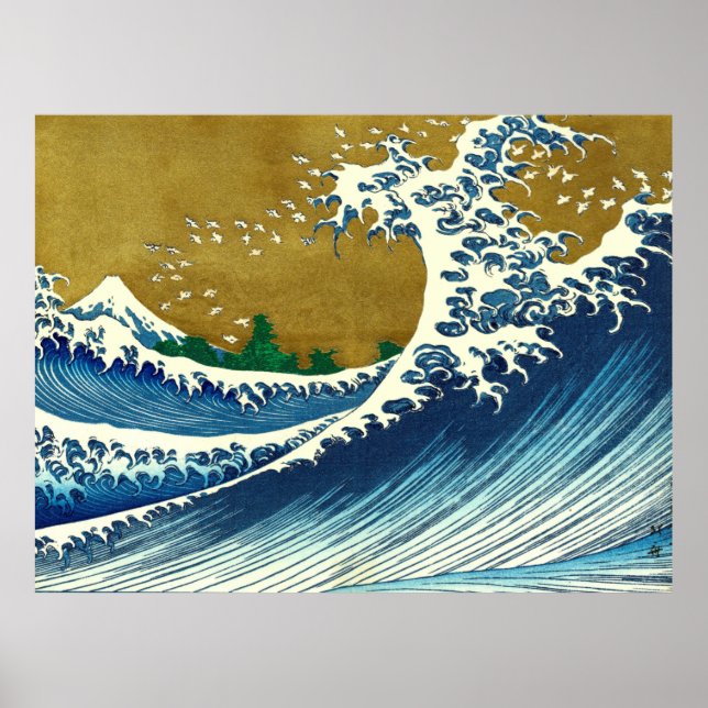 Póster Gran Ola de Hokusai Japón Océano Vintage (Frente)