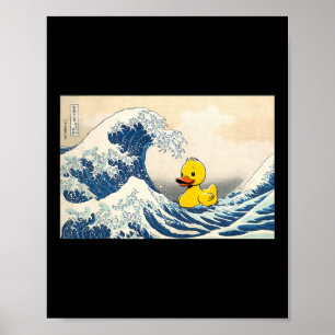 Póster Gran ola de pato de goma lindo patito patito Hombr