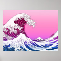 Gran ola estética rosa morada de Kanagawa