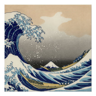 Póster Gran ola frente al mar de Kanagawa y Monte Fuji Ja