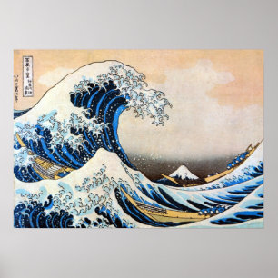 Póster Gran ola, Hokusai, Ukiyo-e