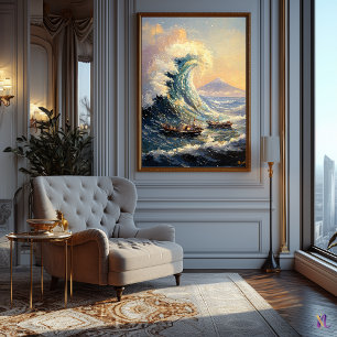 Póster Gran ola inspirada por impresionistas