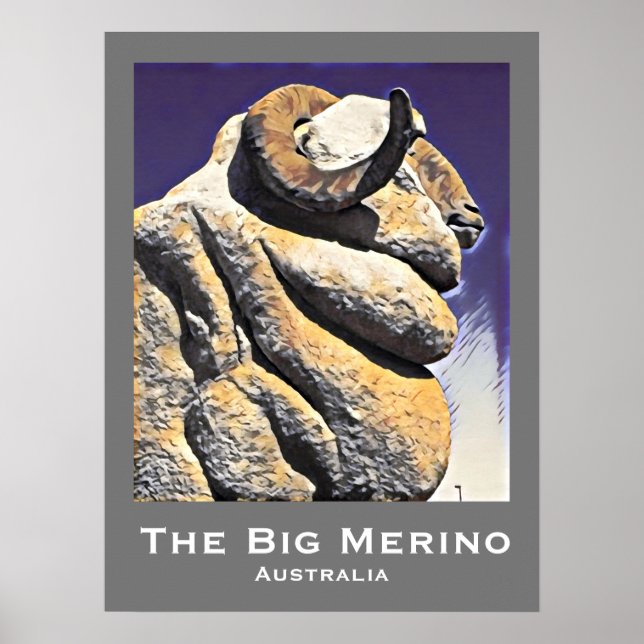 Póster Gran oveja grande Merino Recorrido australiano (Frente)