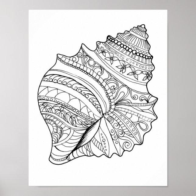 Póster Gran página de colores para adultos Octopus Ocean  (Frente)