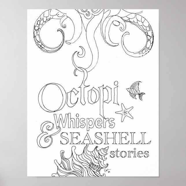 Póster Gran página de colores para adultos Octopus Ocean  (Frente)